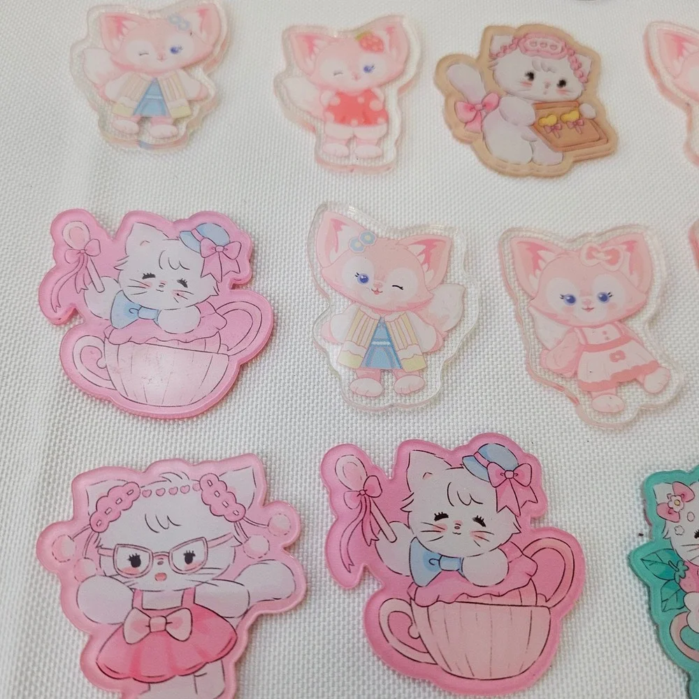 19pc Kawaii Acrylic Flatback Cabochons Cat Fox School Holiday DIY Craft Charms‎